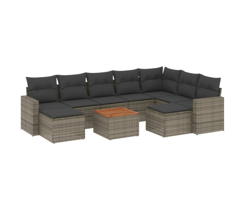 vidaXL 10-daļīgs dārza dīvāna komplekts ar matračiem, pelēks PE pinums