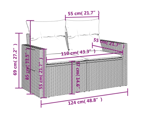 vidaXL 13-daļīgs dārza dīvāna komplekts, matrači, bēša PE rotangpalma