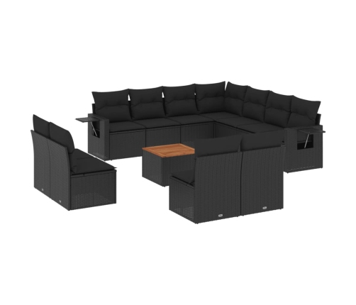 12-Daļīgs Dārza Dīvānu Komplekts, Matrači, Melna Pe Rotangpalma Vidaxl