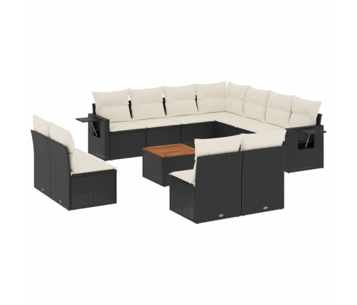 vidaXL 12-daļīgs dārza dīvānu komplekts, matrači, melna PE rotangpalma