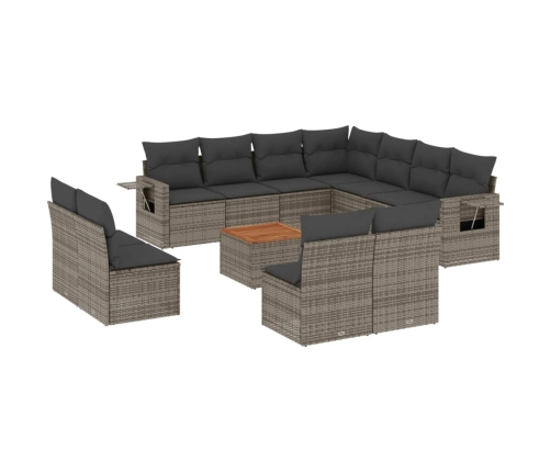 vidaXL 12-daļīgs dārza atpūtas mēbeļu komplekts, matrači, pelēks PE