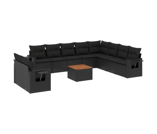 11-Daļīgs Dārza Dīvāna Komplekts, Matrači, Melna Pe Rotangpalma Vidaxl