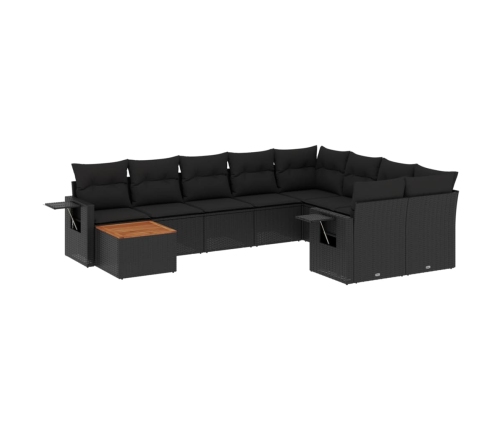 10-Daļīgs Dārza Dīvāna Komplekts, Matrači, Melna Pe Rotangpalma Vidaxl