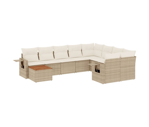 vidaXL 10-daļīgs dārza dīvāna komplekts, matrači, bēša PE rotangpalma