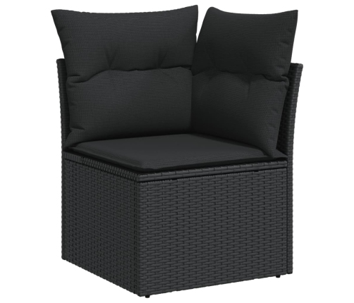 vidaXL 11-daļīgs dārza dīvāna komplekts, matrači, melna PE rotangpalma