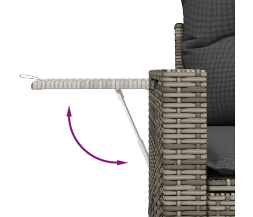 11-Daļīgs Dārza Dīvāna Komplekts Ar Matračiem, Pelēks Pe Pinums Vidaxl