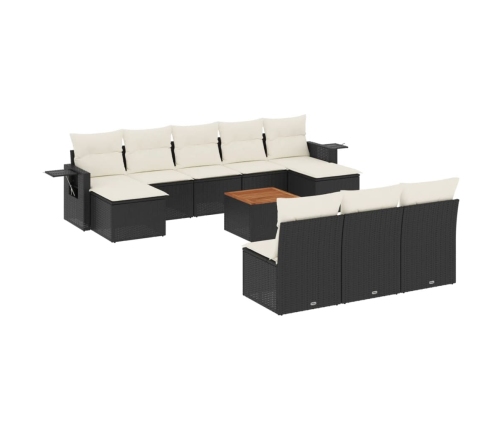 vidaXL 11-daļīgs dārza dīvāna komplekts, matrači, melna PE rotangpalma