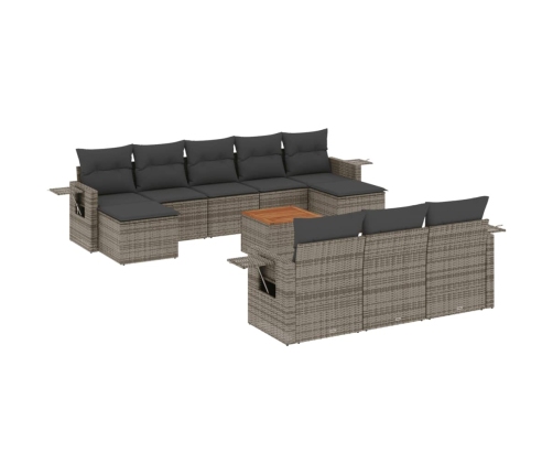 11-Daļīgs Dārza Dīvāna Komplekts Ar Matračiem, Pelēks Pe Pinums Vidaxl