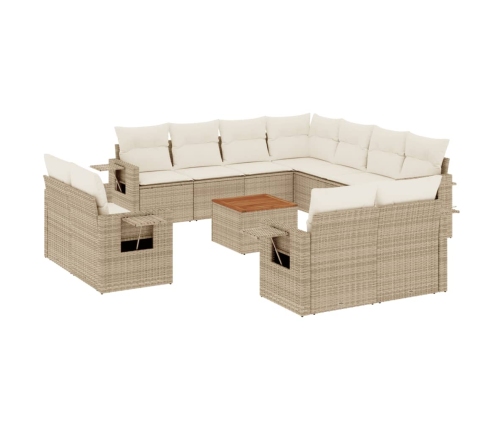 vidaXL 12-daļīgs dārza dīvāna komplekts, matrači, bēša PE rotangpalma