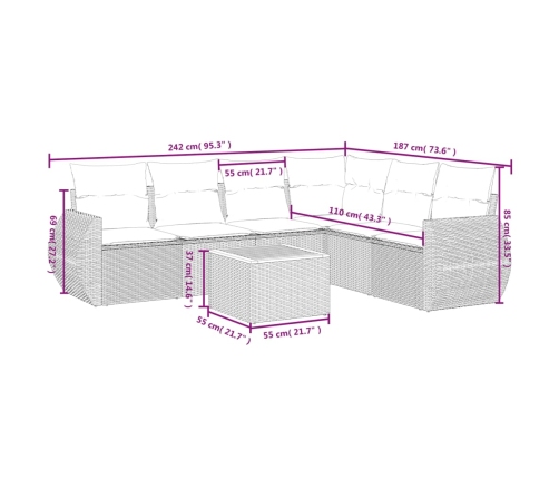 7-Daļīgs Dārza Dīvāna Komplekts Ar Matračiem, Melna Pe Vidaxl