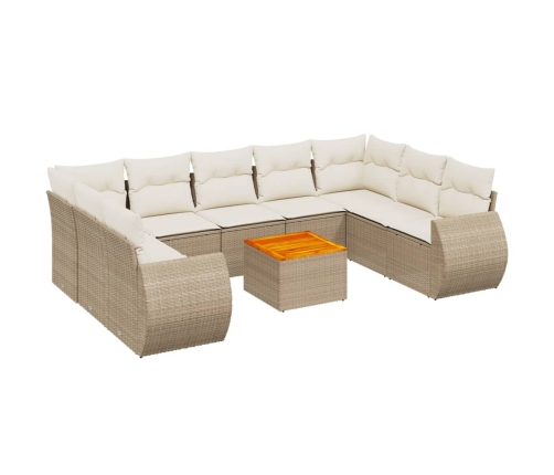 10-Daļīgs Dārza Dīvāna Komplekts, Matrači, Bēša Pe Rotangpalma Vidaxl