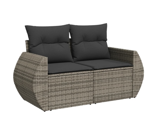 vidaXL 10-daļīgs dārza dīvāna komplekts ar matračiem, pelēks PE pinums