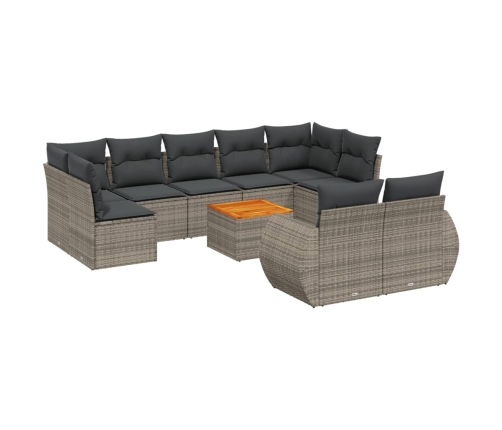 10-Daļīgs Dārza Dīvāna Komplekts Ar Matračiem, Pelēks Pe Pinums Vidaxl