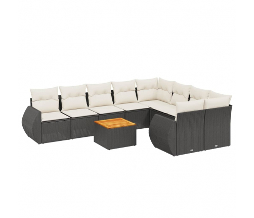 10-Daļīgs Dārza Dīvāna Komplekts, Matrači, Melna Pe Rotangpalma Vidaxl