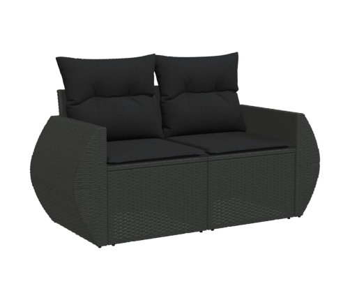 vidaXL 10-daļīgs dārza dīvāna komplekts, matrači, melna PE rotangpalma