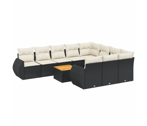 11-Daļīgs Dārza Dīvāna Komplekts, Matrači, Melna Pe Rotangpalma Vidaxl