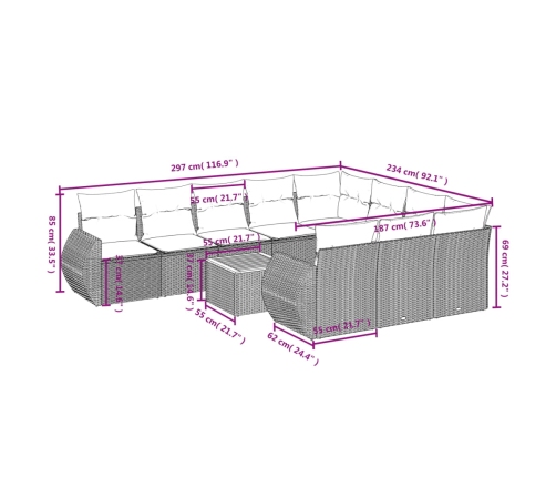 11-Daļīgs Dārza Dīvāna Komplekts, Matrači, Melna Pe Rotangpalma Vidaxl