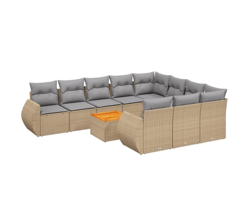 vidaXL 11-daļīgs dārza dīvāna komplekts, matrači, bēša PE rotangpalma