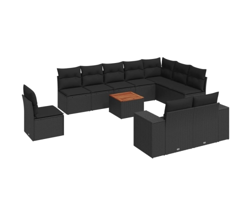 vidaXL 11-daļīgs dārza dīvāna komplekts, matrači, melna PE rotangpalma