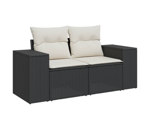 vidaXL 10-daļīgs dārza dīvāna komplekts, matrači, melna PE rotangpalma