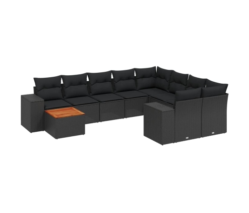 10-Daļīgs Dārza Dīvāna Komplekts, Matrači, Melna Pe Rotangpalma Vidaxl