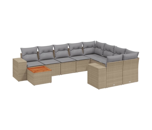 10-Daļīgs Dārza Dīvāna Komplekts, Matrači, Bēša Pe Rotangpalma Vidaxl