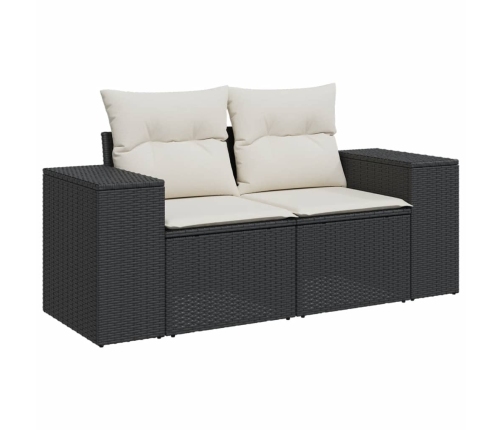 vidaXL 11-daļīgs dārza dīvāna komplekts, matrači, melna PE rotangpalma