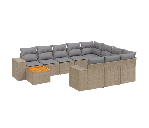 11-Daļīgs Dārza Dīvāna Komplekts, Matrači, Bēša Pe Rotangpalma Vidaxl