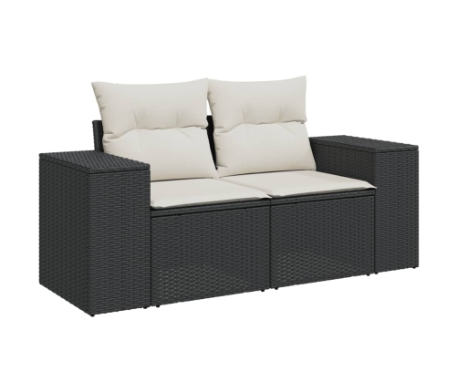 vidaXL 11-daļīgs dārza dīvāna komplekts, matrači, melna PE rotangpalma