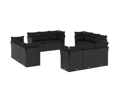 vidaXL 12-daļīgs dārza dīvānu komplekts, matrači, melna PE rotangpalma