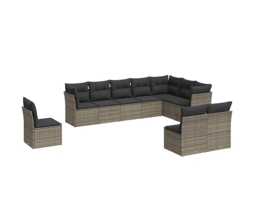 10-Daļīgs Dārza Dīvāna Komplekts Ar Matračiem, Pelēks Pe Pinums Vidaxl