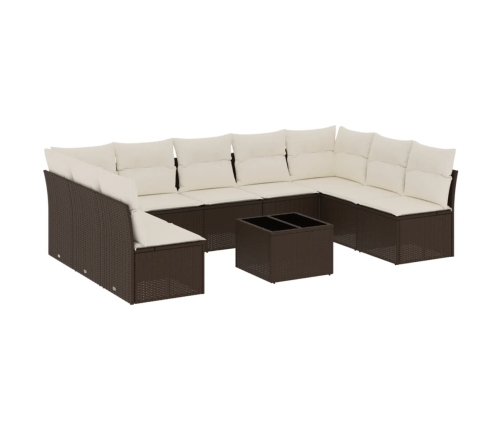 10-Daļīgs Dārza Dīvāna Komplekts, Matrači, Brūna Pe Rotangpalma Vidaxl