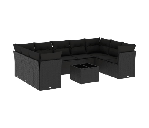 10-Daļīgs Dārza Dīvāna Komplekts, Matrači, Melna Pe Rotangpalma Vidaxl