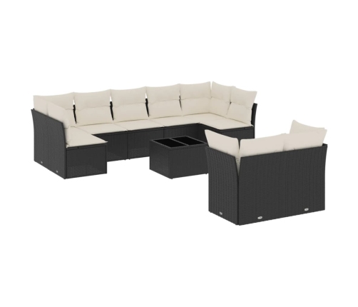 10-Daļīgs Dārza Dīvāna Komplekts, Matrači, Melna Pe Rotangpalma Vidaxl