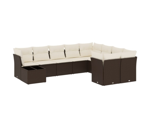 10-Daļīgs Dārza Dīvāna Komplekts, Matrači, Brūna Pe Rotangpalma Vidaxl