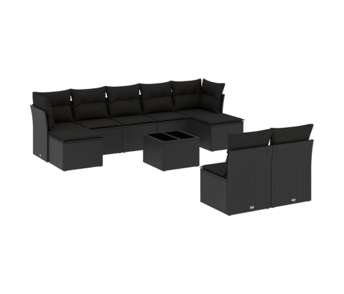 10-Daļīgs Dārza Dīvāna Komplekts, Matrači, Melna Pe Rotangpalma Vidaxl