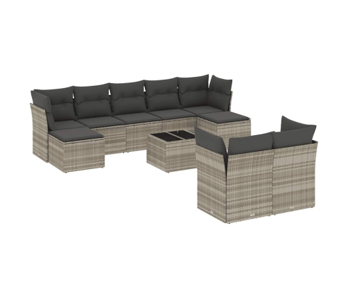 10-Daļīgs Dārza Dīvāna Komplekts Ar Matračiem, Pelēka Pe Pinums Vidaxl