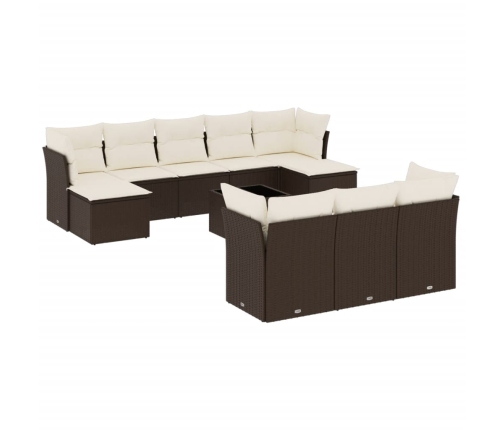 11-Daļīgs Dārza Dīvāna Komplekts, Matrači, Brūna Pe Rotangpalma Vidaxl