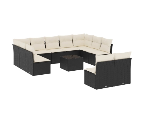 vidaXL 12-daļīgs dārza dīvānu komplekts, matrači, melna PE rotangpalma