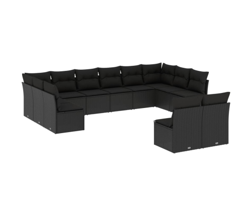 12-Daļīgs Dārza Dīvānu Komplekts, Matrači, Melna Pe Rotangpalma Vidaxl