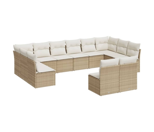 vidaXL 12-daļīgs dārza dīvāna komplekts, matrači, bēša PE rotangpalma