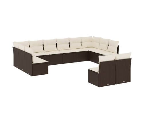 12-Daļīgs Dārza Dīvāna Komplekts, Matrači, Brūna Pe Rotangpalma Vidaxl