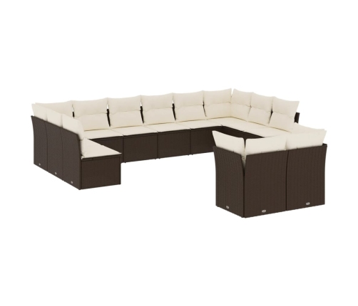 vidaXL 12-daļīgs dārza dīvāna komplekts, matrači, brūna PE rotangpalma