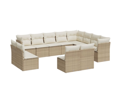 vidaXL 12-daļīgs dārza dīvāna komplekts, matrači, bēša PE rotangpalma