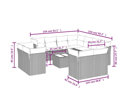 vidaXL 12-daļīgs dārza dīvāna komplekts, matrači, bēša PE rotangpalma