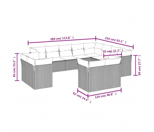 vidaXL 12-daļīgs dārza dīvāna komplekts, matrači, bēša PE rotangpalma