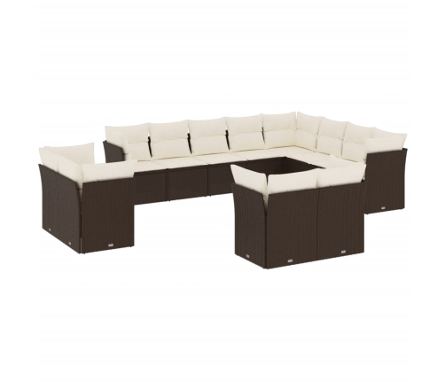 vidaXL 12-daļīgs dārza dīvāna komplekts, matrači, brūna PE rotangpalma