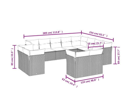 vidaXL 12-daļīgs dārza dīvāna komplekts, matrači, brūna PE rotangpalma