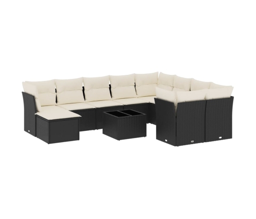 vidaXL 11-daļīgs dārza dīvāna komplekts, matrači, melna PE rotangpalma