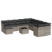 vidaXL 12-daļīgs dārza dīvāna komplekts ar matračiem, pelēka PE pinums